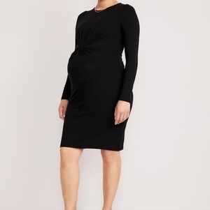 Maternity Long-Sleeve Twist-Front Bodycon Dress